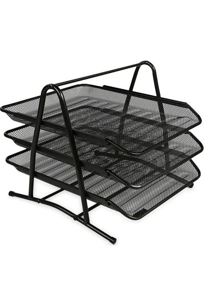 Globox Metal Perforated 3-Piece Document Shelf Color - Black