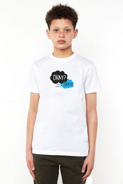 QIVI Tricou alb pentru copii, unisex, imprimat The Fault In Our Stars