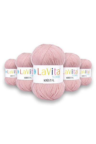 LaVita Yarn Κρυστάλλινη ίνα Amigurumi Πλεκτή στο χέρι Νήματα 5 Πακέτων Taka Yarn (4142-GÜL)