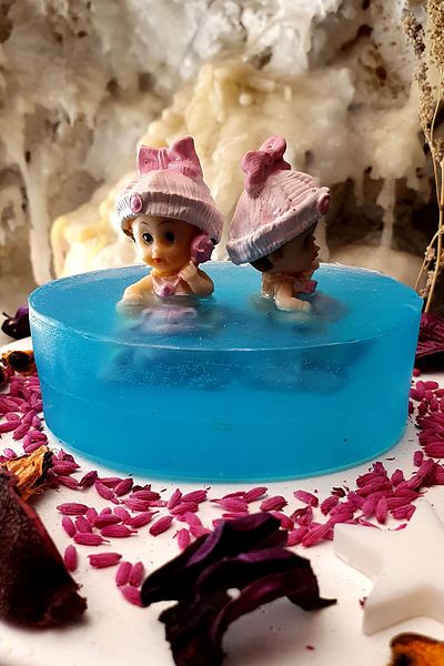 FANTASTİK SANAT ATÖLYESİ Organic 100% Natural Twin Baby Soap - Ocean Scented - 130 Gram - Oval - 8 X 3 Cm