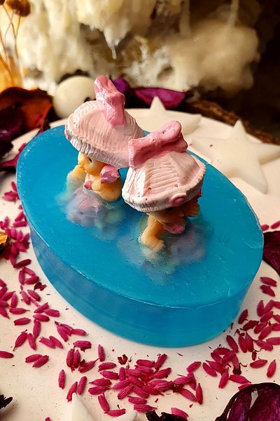 FANTASTİK SANAT ATÖLYESİ Organic 100% Natural Twin Baby Soap - Ocean Scented - 130 Gram - Oval - 8 X 3 Cm