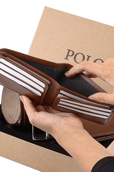 POLO Rucci Boxed Men's Tan Color Bracelet Belt Wallet Gift Set