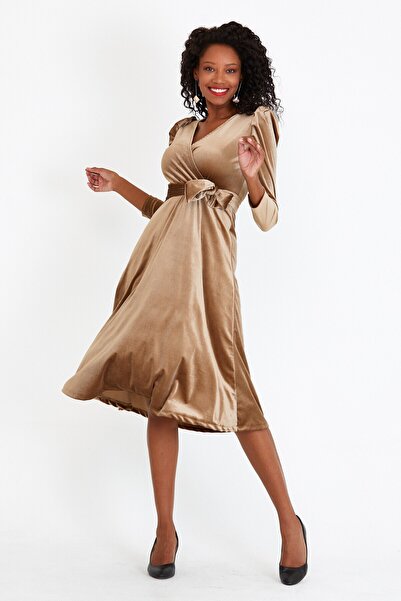 ADASTYLE Φόρεμα με διπλό στήθος, Midi, Honeyfoam Velvet