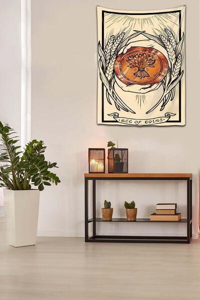 on the clouds Ace Of Coins Tarot Pentacles Washable Stain Resistant Fabric Wa...