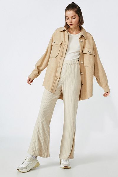 Koton Women's Beige Knitted Trousers 2KAL48687IK