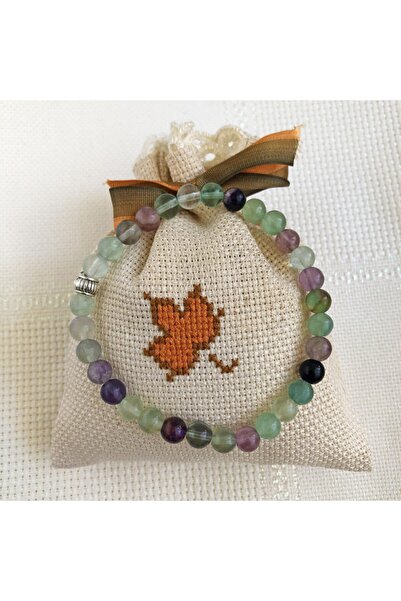 ByKolyeucum سوار من حجر الفلوريت الطبيعي مقاس 6 مم باللون الأخضر والأرجواني -...