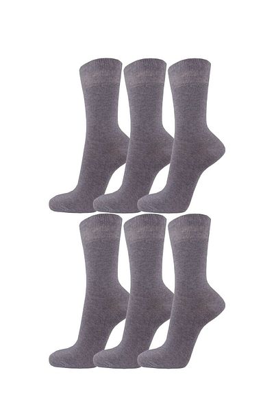 Meguca Socks Унисекс класически памучни чорапи до глезените 6 пакета сиви