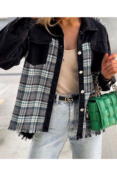 WellWay Jachetă cu detaliu din țesătură din denim și cusut