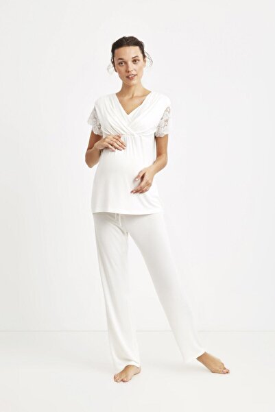 Catherine's Set pijama de maternitate ecru pentru damă 