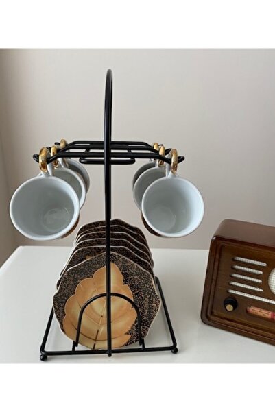 RENK YAPI RÜYASI Suport pentru ceașcă de cafea, negru, rezistent la rugină, d...