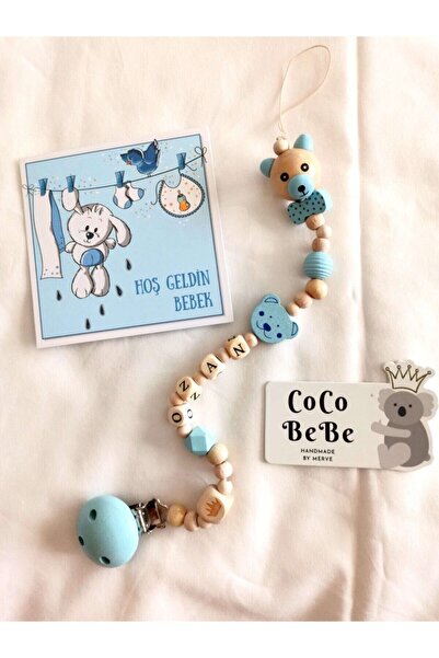 Coco Shoptr %100 Doğal Ahşap Ürünlerden Bebek Emzik Zinciri