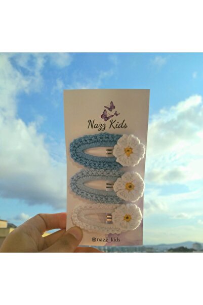 Naz oyuncak Knitted Handmade Daisy Baby Girl Snap Buckle Set.