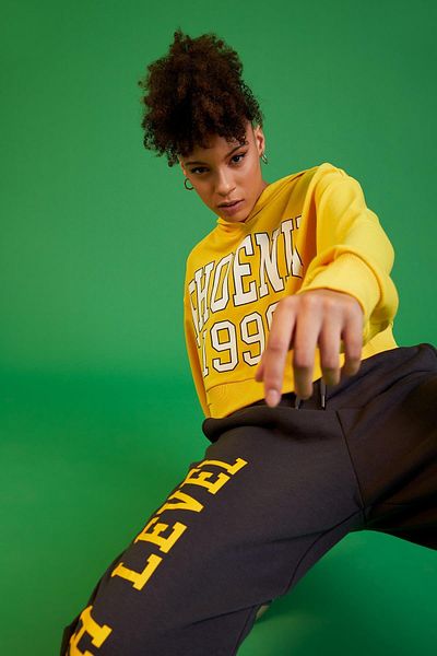 DeFacto Cool College Printed Oversize Fit Hooded Crop Sweatshirt