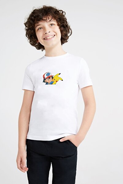 QIVI Beli Pokemon za dečake, Aš i Pikaču Štampano T-shirt