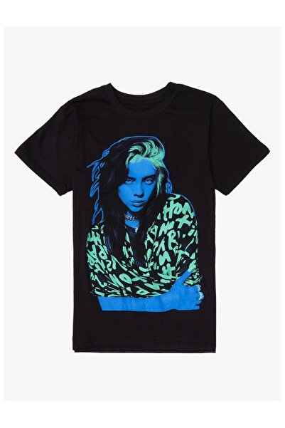 GALASHOP تيشيرت بيلي إيليش نيون بورتريه بناتي أسود موديل 27