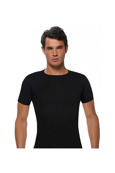 GÜMÜŞ Men's Sports Undershirt V-Neck Short Sleeve 3-Piece Black