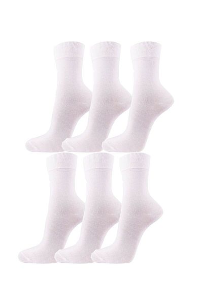 Meguca Socks Unisex Κλασικές Βαμβακερές Κάλτσες 6 Πακέτο Λευκές