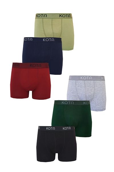 KOTA Ανδρικά μποξεράκια Lycra 6 τεμαχίων, βαμβακερά εύκαμπτα, άνετα, πολύχρωμα πόδια