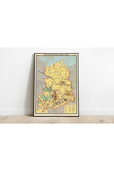 Pegziz Ανατολική Γερμανία Χάρτης Καλλιτεχνική Διακόσμηση Τοίχων Αφίσα 60x90cm.