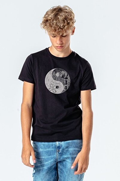QIVI Unisex dečija crna majica Stranger Things Ying Yang Upside Štampano