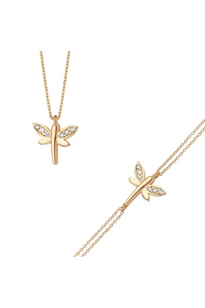 Altın Sepeti Rose Altın Yusufçuklu Kolye Bileklik Set