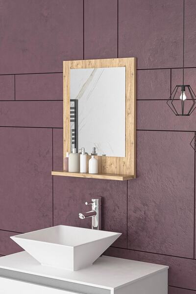 bluecape Verona 45x60cm Atlantik Çam Raflı Ayna