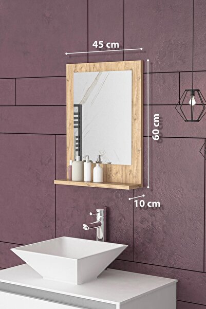 bluecape Verona 45x60cm Atlantik Çam Raflı Ayna