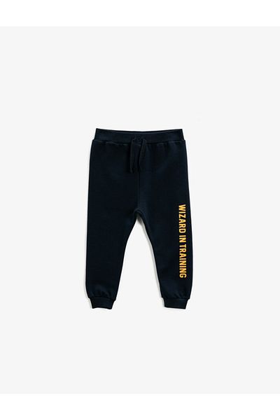 Koton Text Printed Tie Waist Cotton Sweatpants