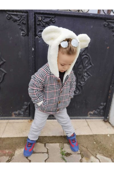 muzur kids Boy's Red Striped Plush Coat