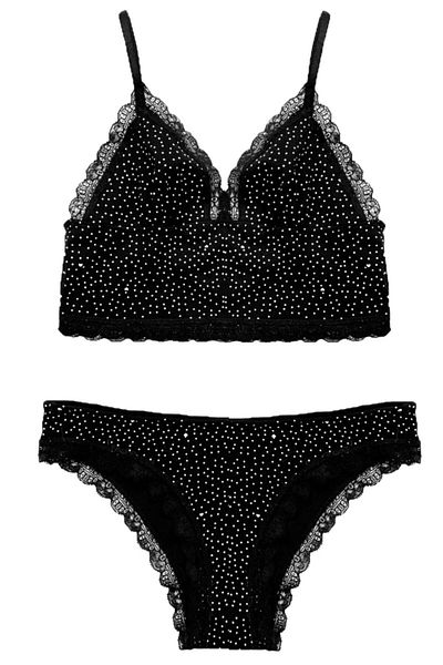 DEEP SECRET Koton Μαύρο Πουά Bralet Σετ DS 200583 BRT