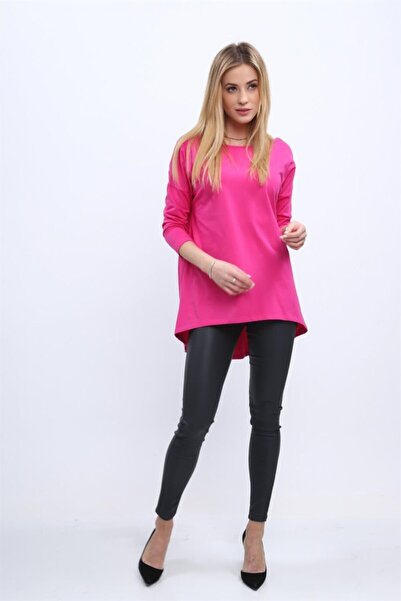 fasardi Sırtı V Yaka Yazı Baskılı Tunik