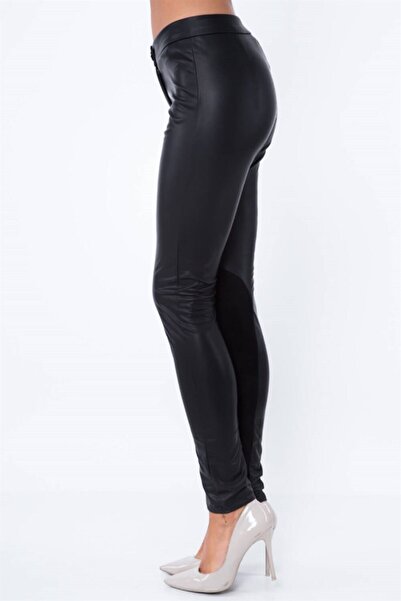 fasardi Süet Detaylı Deri Lame Kadın Pantolon