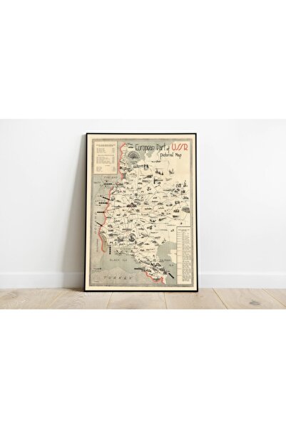 Pegziz Sovyetler Birliği Rusya Haritası Sanatsal Duvar Dekorasyon Poster 60x90cm.