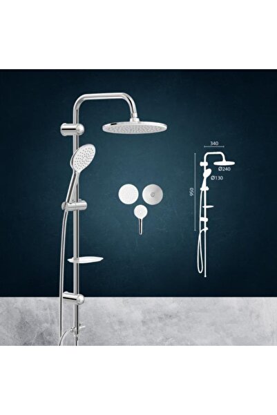 Duscheline Dushlux Chrome – Dm-3218 Krom Tepe Yağmurlamalı Duş Seti