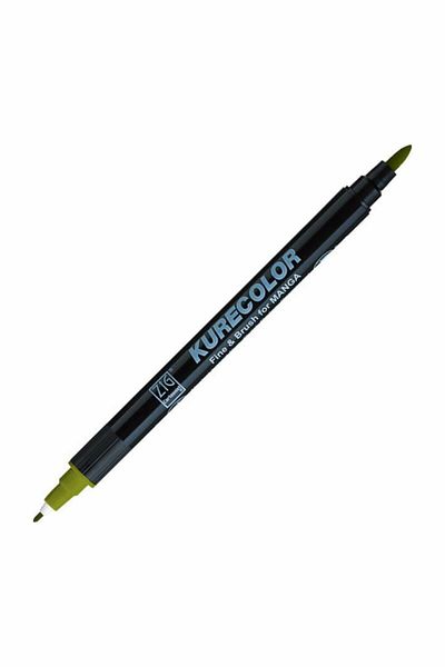 Zig Zıg Kurecolor Cartoonist Fine & Brush Marker Cnkc2200 Double Ended Manga and Graphic Marker No:545 Olive