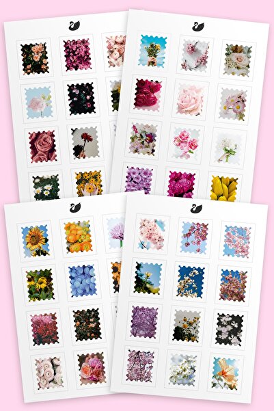 Özer Store مجموعة لاصقة لاصقة على شكل زهرة من Stamp Look