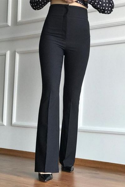 AÈC PRIVÈ Women's Black High Waist Flared Trousers