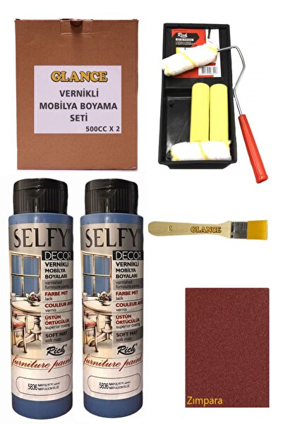 GLANCE Rich Selfy Decor 500 Cc X 2 Napolyon Mavi Kendinden Vernikli Mobilya B...