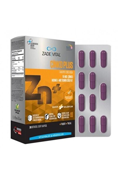 Zade Vital Zinc Plus Food Supplement 30 Herbal Hard Capsules