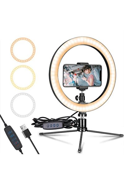 post alley Ring Light Youtuber Tiktok Çekim Telefon Tutucu Makyaj Işığı Tripod+ Masa Ayaklı 14 Inç +2.1 Mt