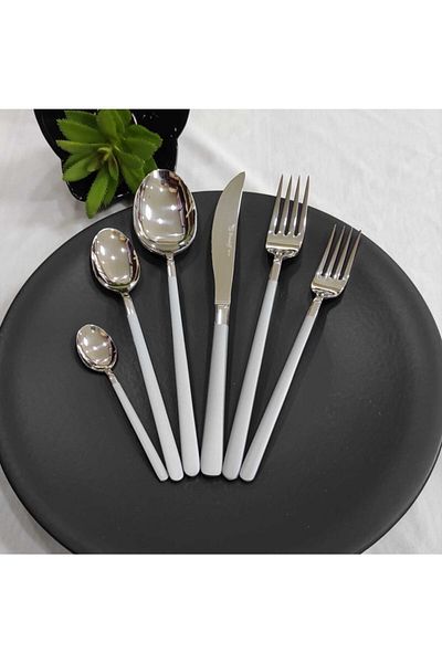 BRONDOFF Lilyum 24 Piece Gray Steel Fork Spoon Knife Set