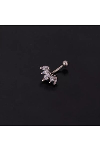 Bylin Cerrahi Çelik Zirkon Taşlı Muz Piercing - 8 Mm