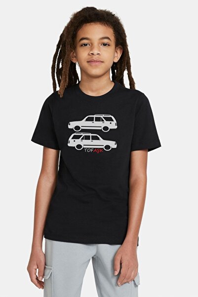 QIVI Dečački crni automobil Eagle Štampano T-shirt