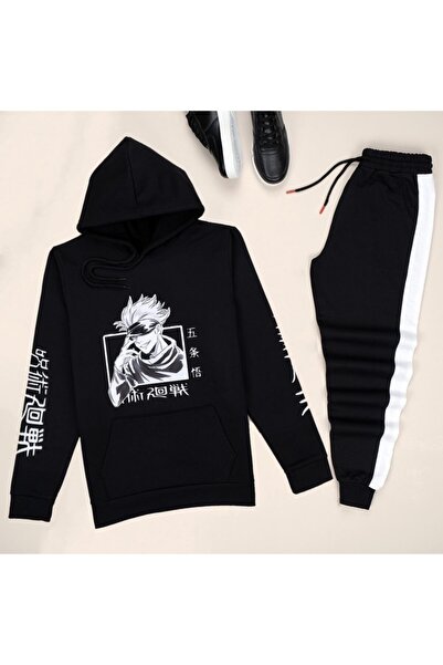 uyguntarz με κουκούλα Μαύρο Σετ Φόρμας με κουκούλα