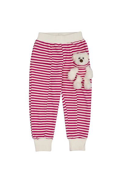 Kids Of Heart Striped Dark Pink White Bear Suit