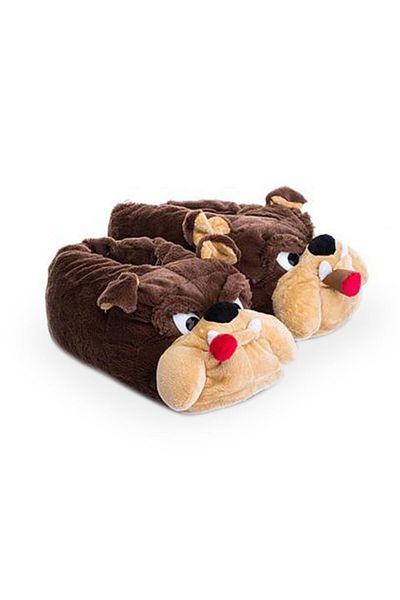 Twigy Yy0261 Дамски чехли Tw Bulldog-2 кафяви с фигурки на животни