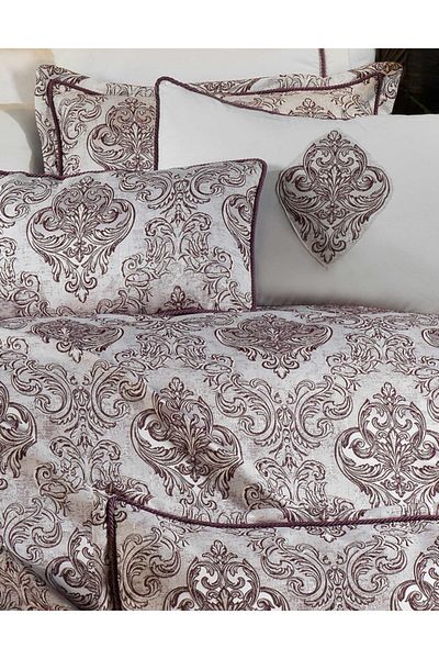 Elart Bedspread Set Double Fiber Filled Jacquard Woven Atlantis Plum