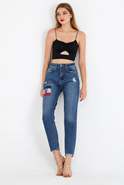 cracpot Pantaloni Mom cu talie înaltă