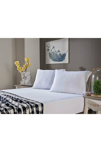 Doqu Home ملاءة سرير من القطن الممشط باللون الأبيض - مقاس مفرد
