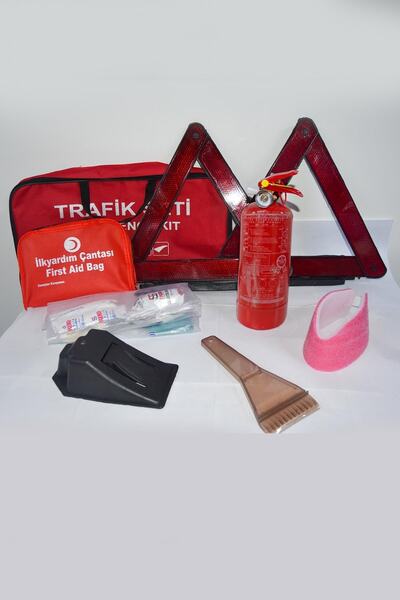 KKDAVM Dikdörtgen Trafik Ve Ilkyardım Seti Çantası Reflektör Ve Mapeks Araç Y...